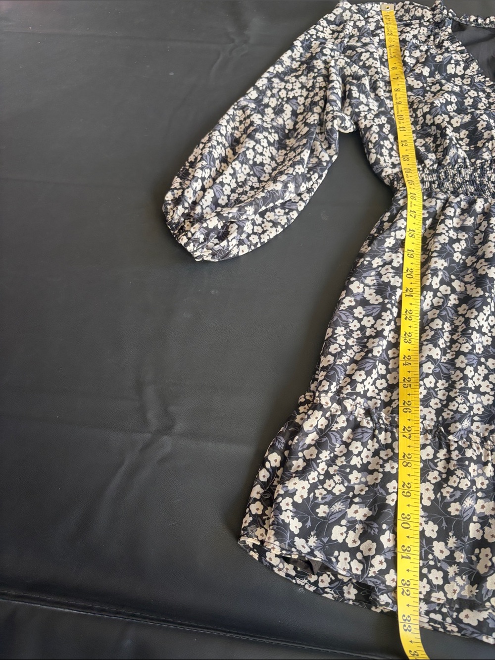 VICI Navy Blue Floral Smocked Mini Dress Long Sleeve Boho Cottagecore Size S - Picture 8 of 9